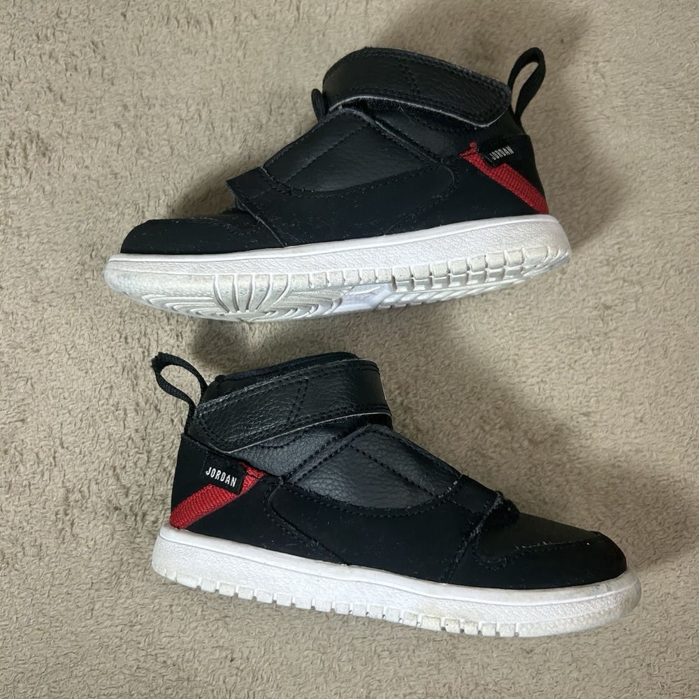 Jordan Sky Jordan 1 TD Black Red White Toddler Shoes Size 9C A401332-016